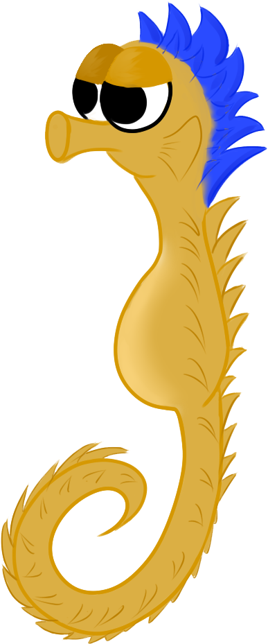 Cartoon Seahorsewith Blue Mohawk PNG Image