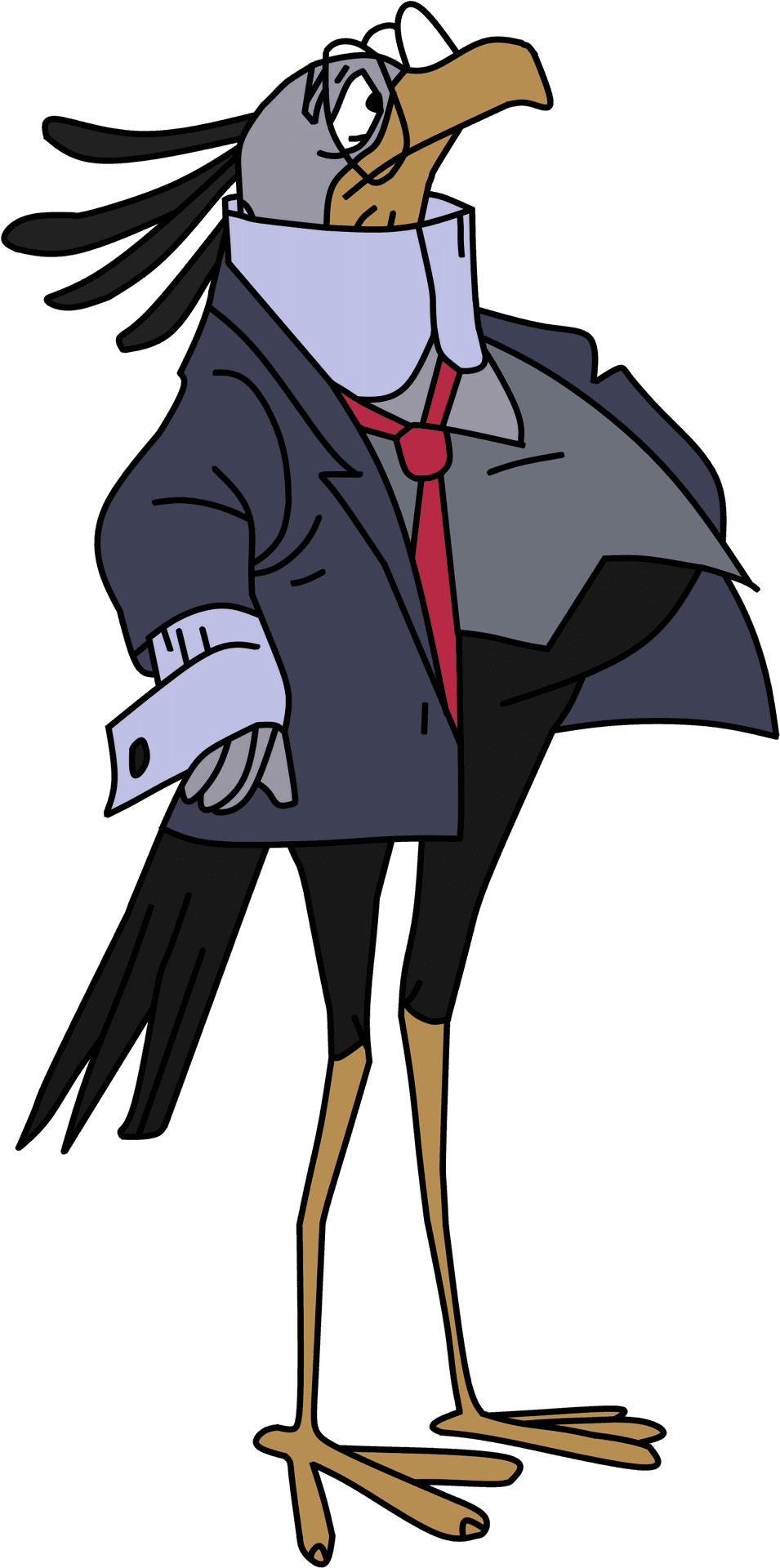 Cartoon Secretary Bird Character PNG Image