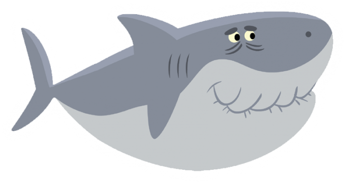 Cartoon Shark Smiling Graphic PNG Image