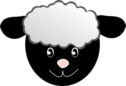 Cartoon Sheep Black Background PNG Image