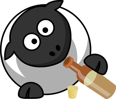 Cartoon Sheep With Bottle PNG Image