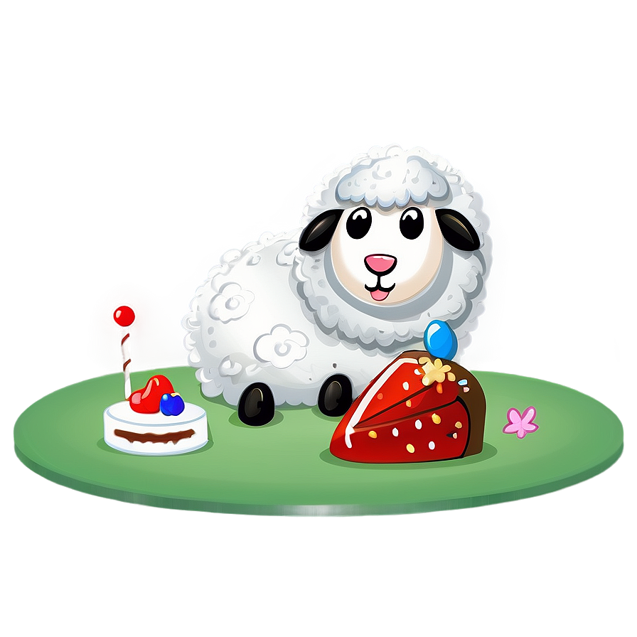 Cartoon Sheep With Cake Png Iry PNG Image