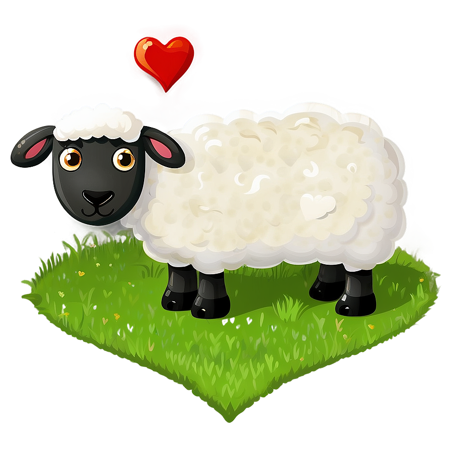 Cartoon Sheep With Heart Png Hee PNG Image