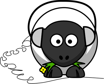 Cartoon Sheepwith Flower PNG Image