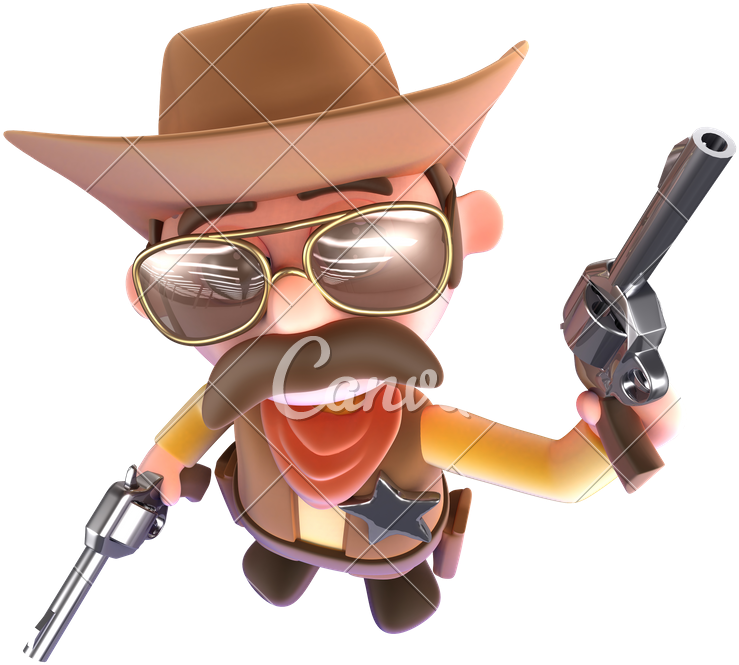 Cartoon Sheriff With Guns PNG Image