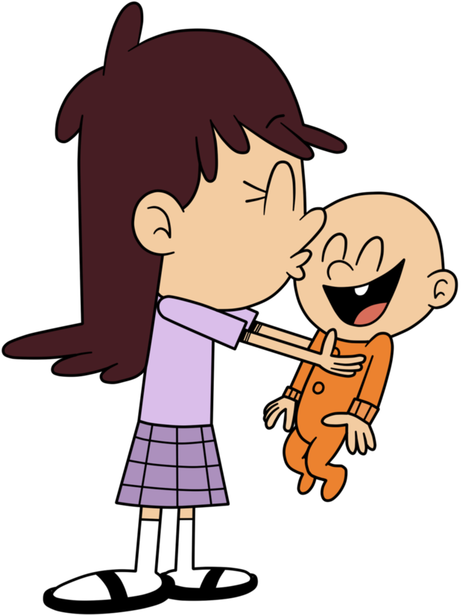 Cartoon Sibling Hug PNG Image