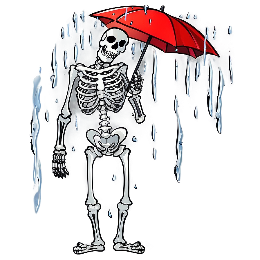 Cartoon Skeleton In Rain Png Ovm PNG Image