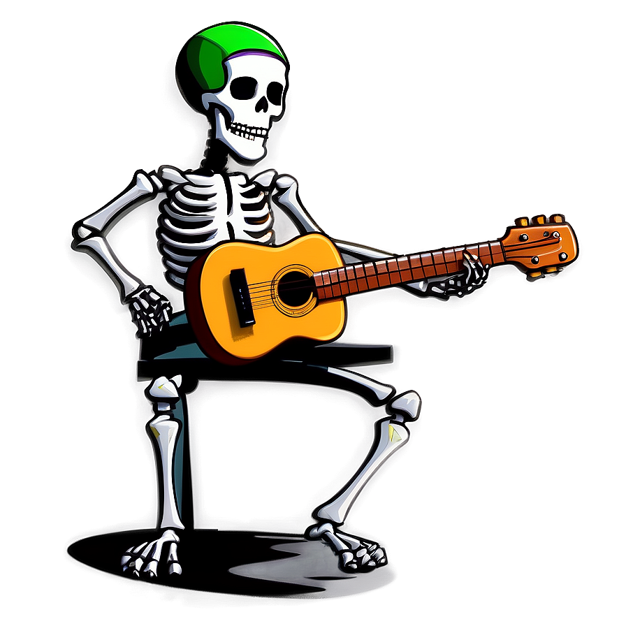 Cartoon Skeleton Playing Guitar Png 06262024 PNG Image