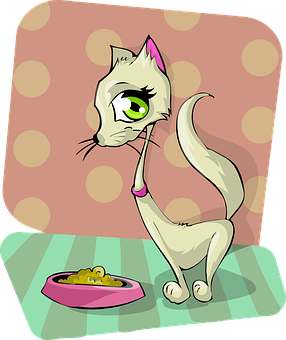 Cartoon Skeptical Cat Illustration PNG Image