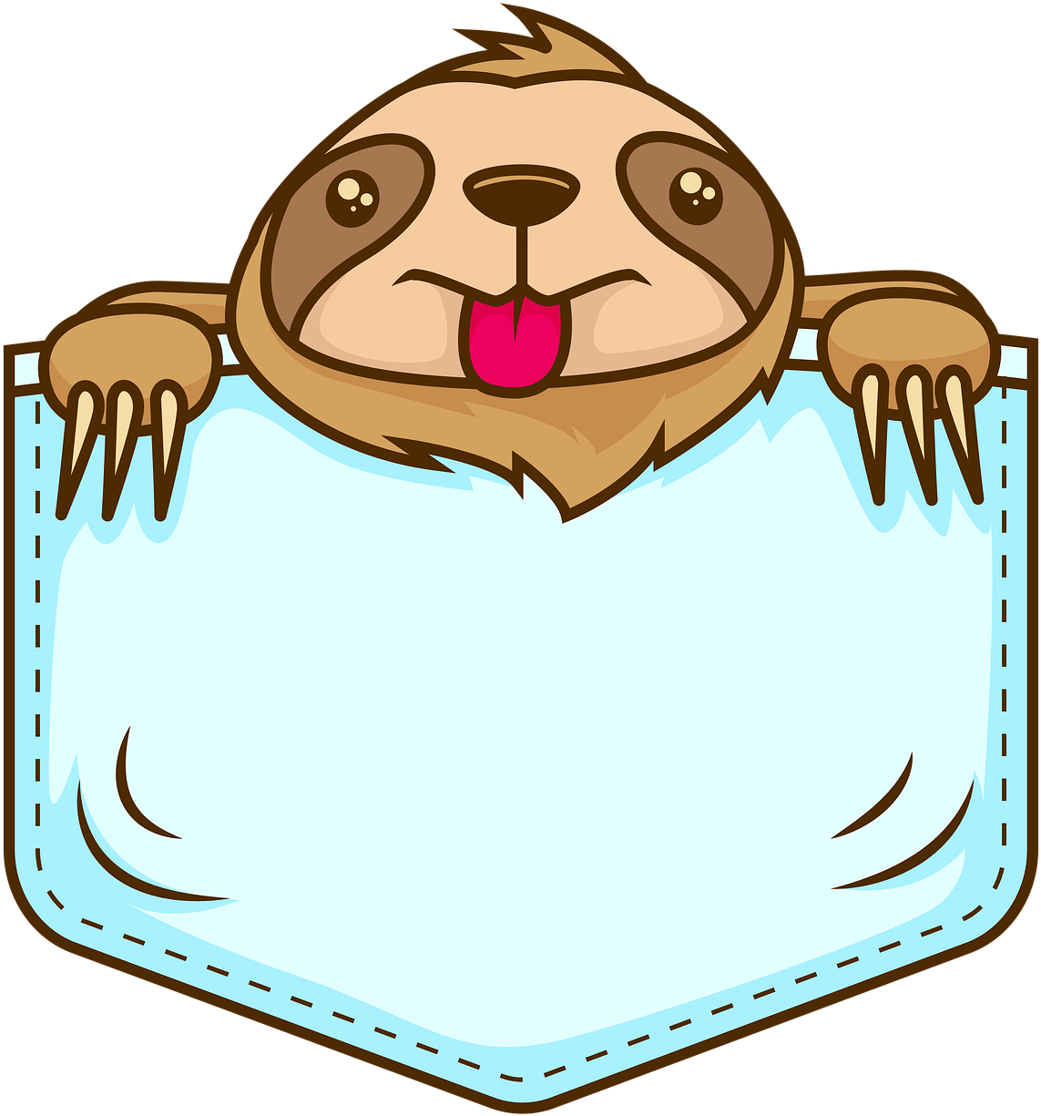 Cartoon Sloth Pocket Design PNG Image