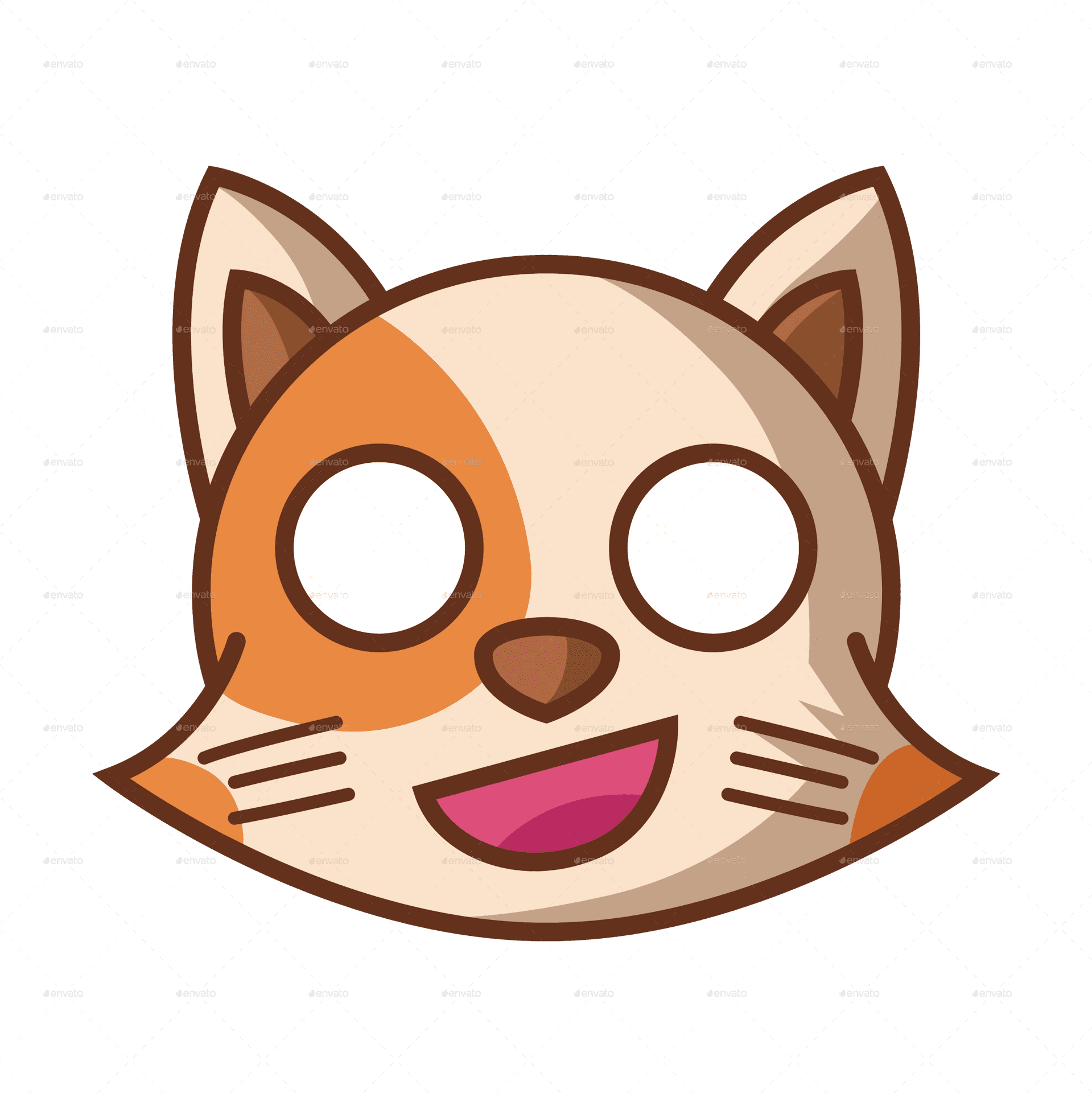 Cartoon Smiling Cat Graphic PNG Image