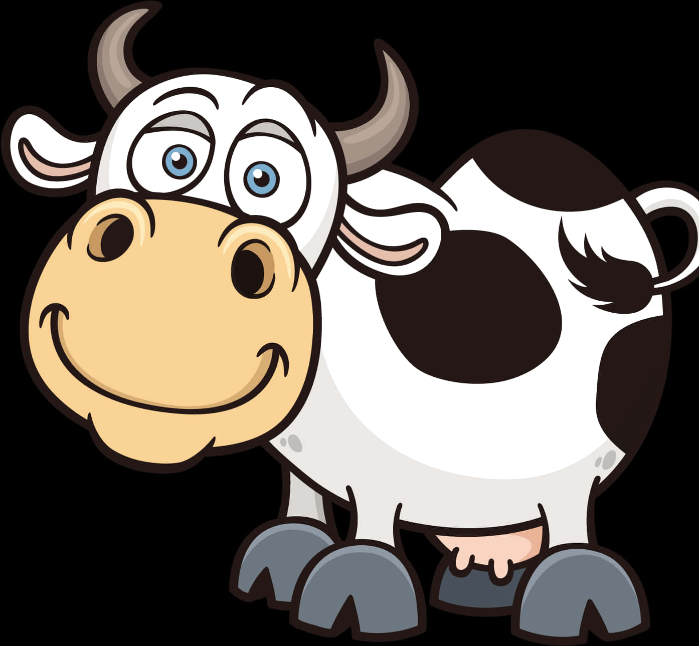 Cartoon Smiling Cow Illustration PNG Image