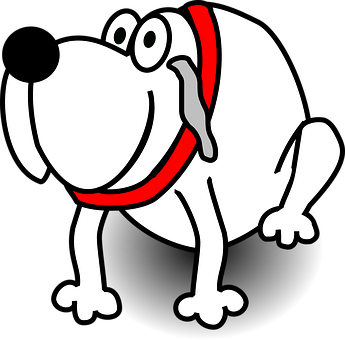 Cartoon Smiling Dog Red Collar PNG Image