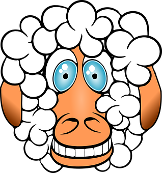 Cartoon Smiling Sheep Graphic PNG Image