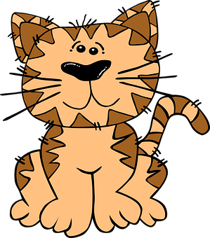 Cartoon Smiling Tabby Cat PNG Image