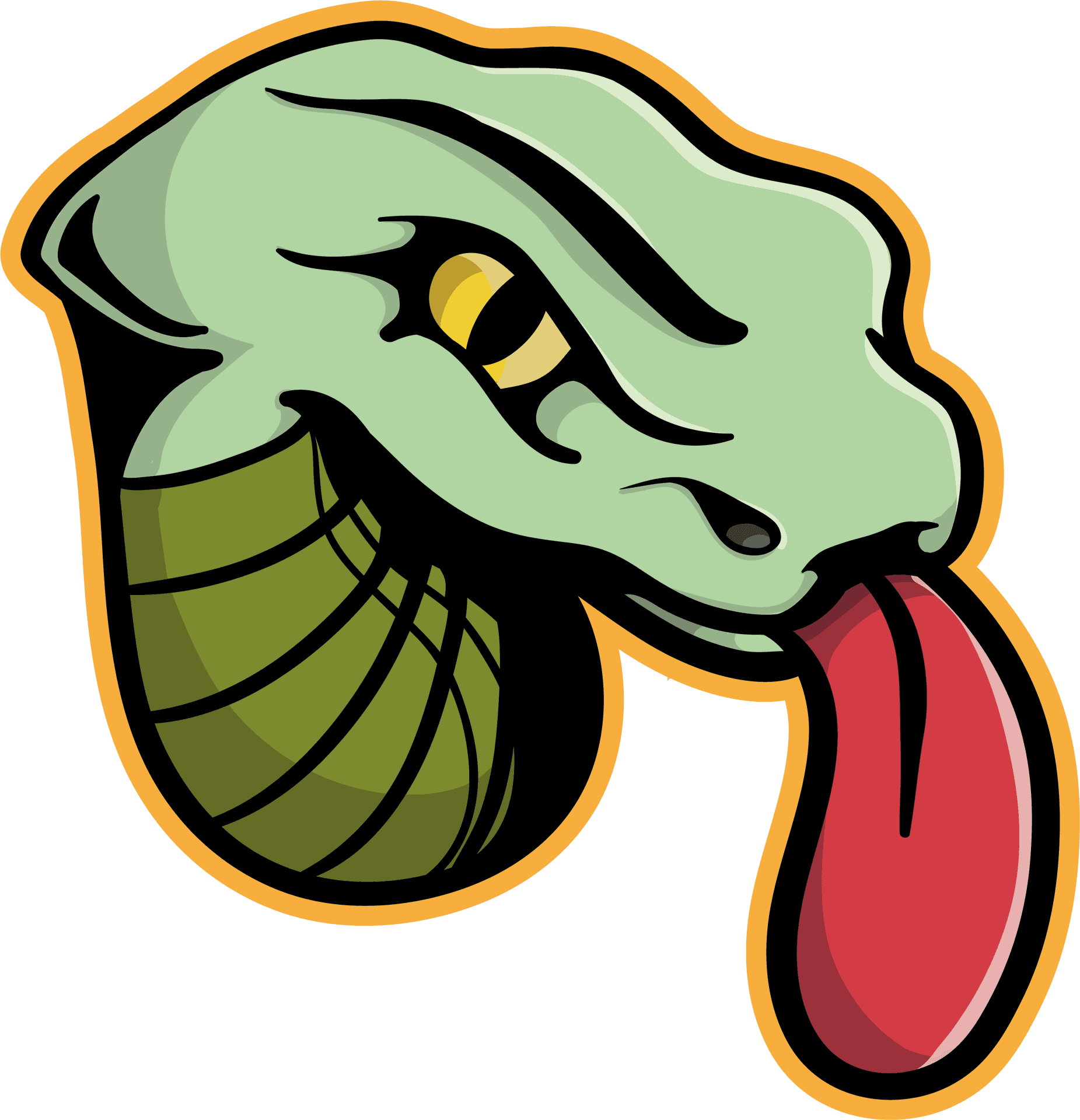 Cartoon Snake Tongue Out_ Vector Art PNG Image