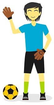 Cartoon Soccer Goalkeeper Waving PNG Image