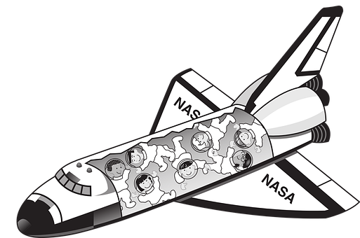 Cartoon Space Shuttlewith Astronauts PNG Image