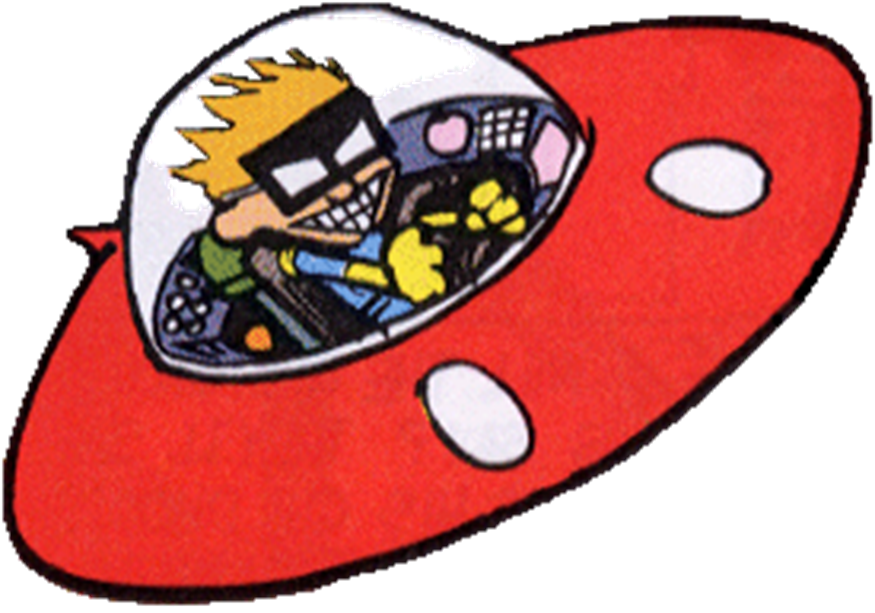 Cartoon Spacemanin Red U F O PNG Image