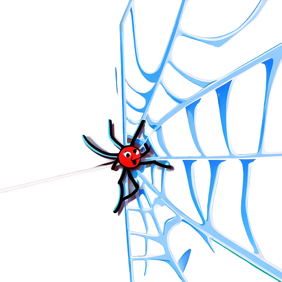 Cartoon Spideron Web PNG Image