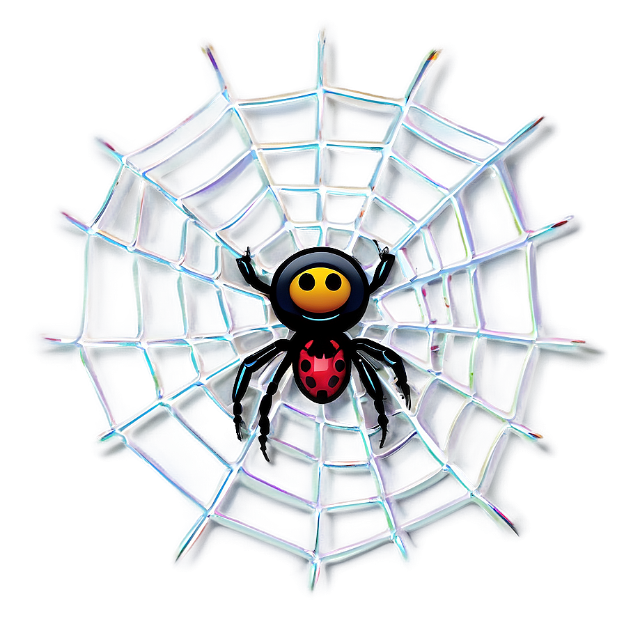 Cartoon Spideron Web PNG Image