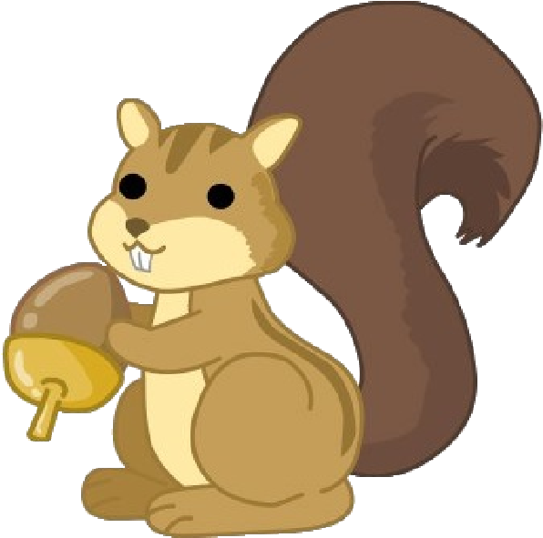 Cartoon Squirrel Holding Acorn.png PNG Image