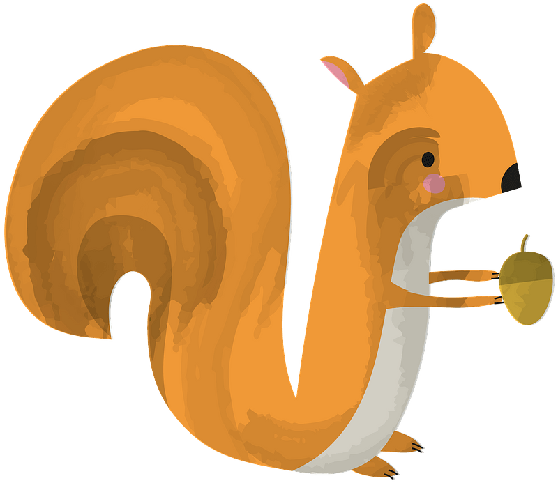 Cartoon Squirrel Holding Acorn.png PNG Image