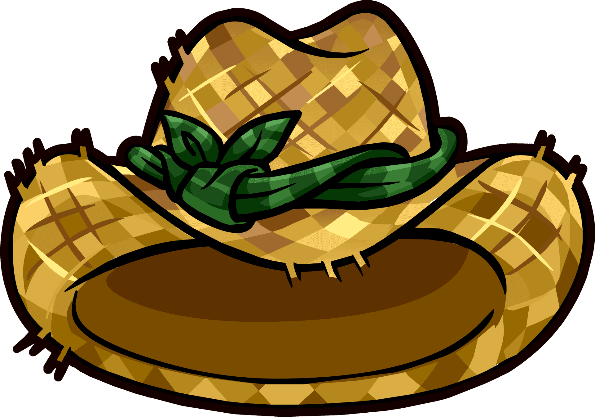 Cartoon Straw Hatwith Green Band PNG Image