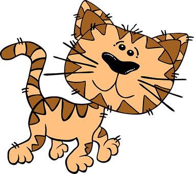 Cartoon Striped Cat Illustration PNG Image