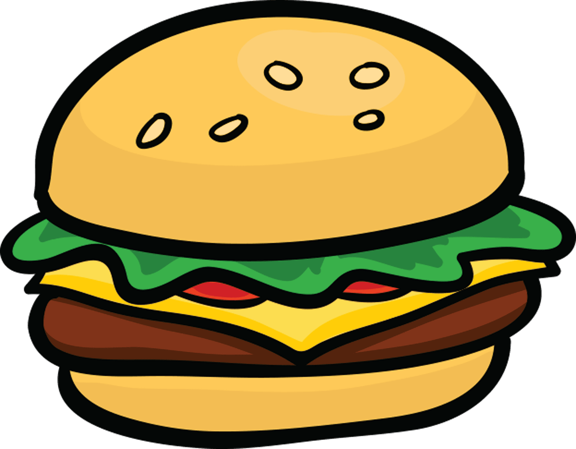 Cartoon Style Classic Hamburger PNG Image