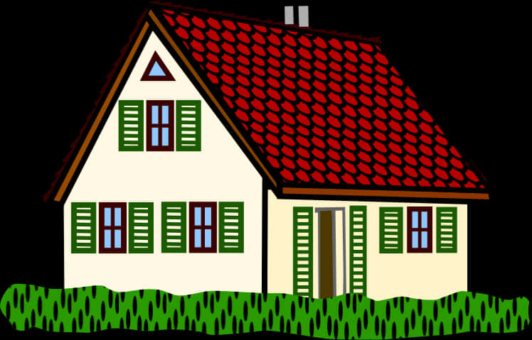 Cartoon Style Cottage Illustration PNG Image