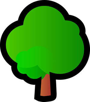 Cartoon Style Green Tree Graphic PNG Image