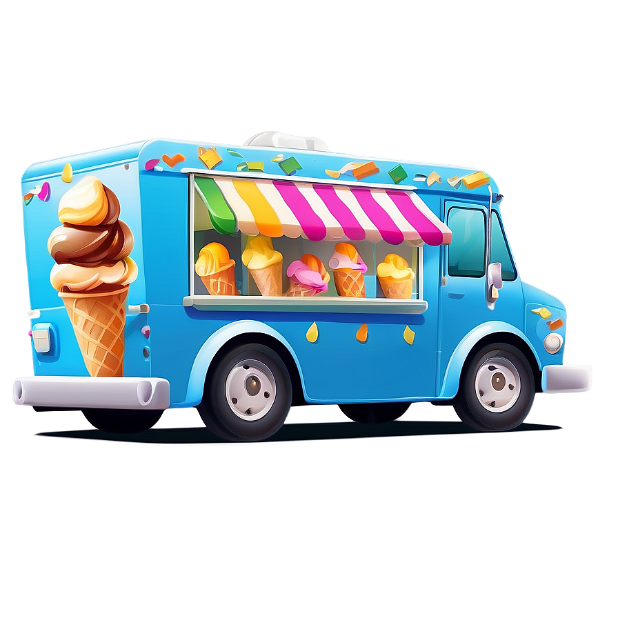 Cartoon Style Ice Cream Truck Png 06122024 PNG Image