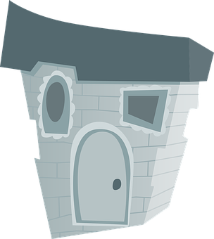 Cartoon Style Quirky House Graphic PNG Image