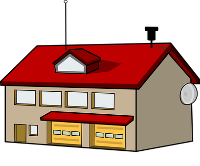 Cartoon Style Red Roof House PNG Image