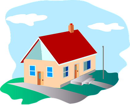 Cartoon Style Suburban House PNG Image