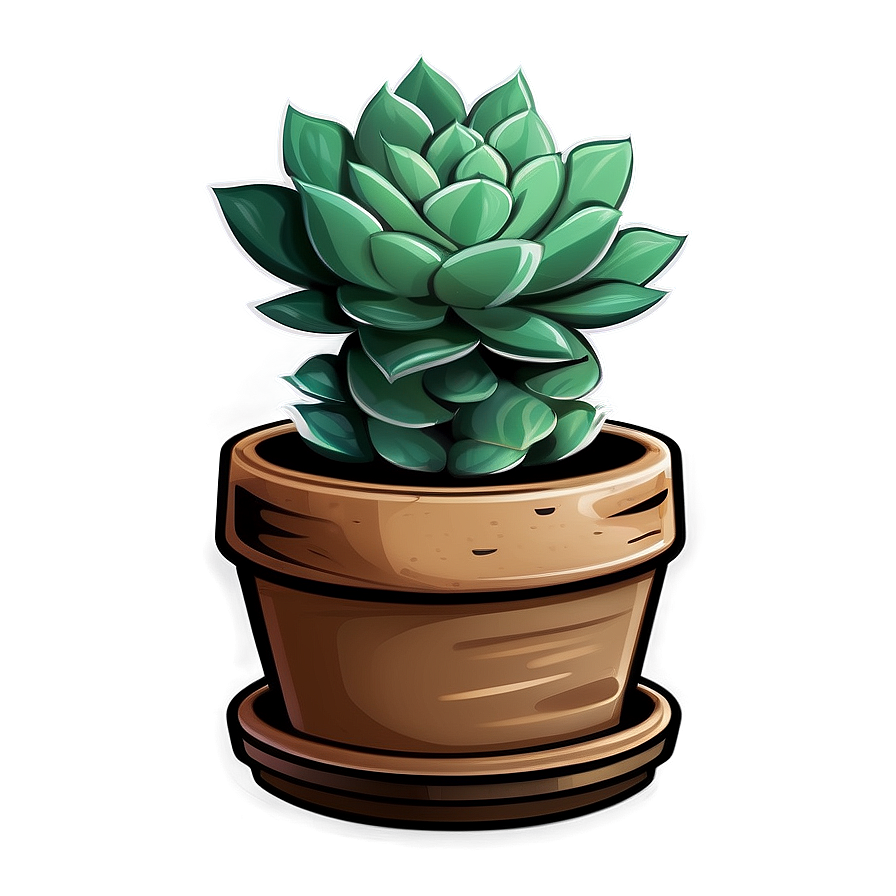 Cartoon Succulent Png Pbn PNG Image