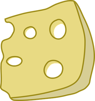 Cartoon Swiss Cheese Wedge PNG Image