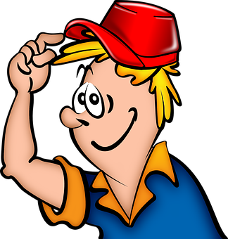 Cartoon Teenager Tipping Hat PNG Image