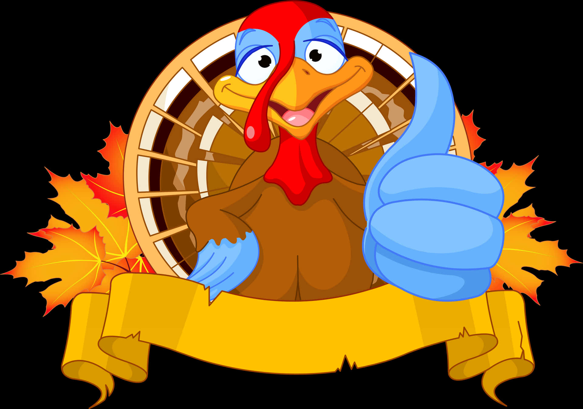 Cartoon Thanksgiving Turkey Thumbs Up PNG Image