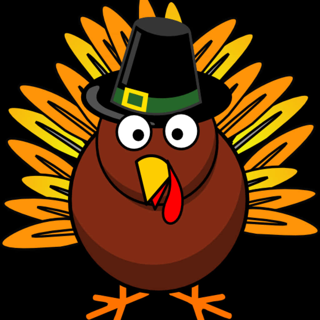 Cartoon Thanksgiving Turkeywith Pilgrim Hat PNG Image