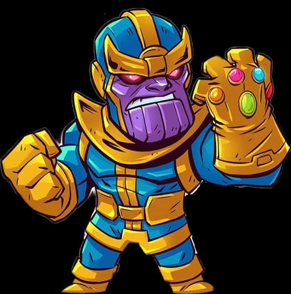 Cartoon Thanos With Infinity Gauntlet PNG Image