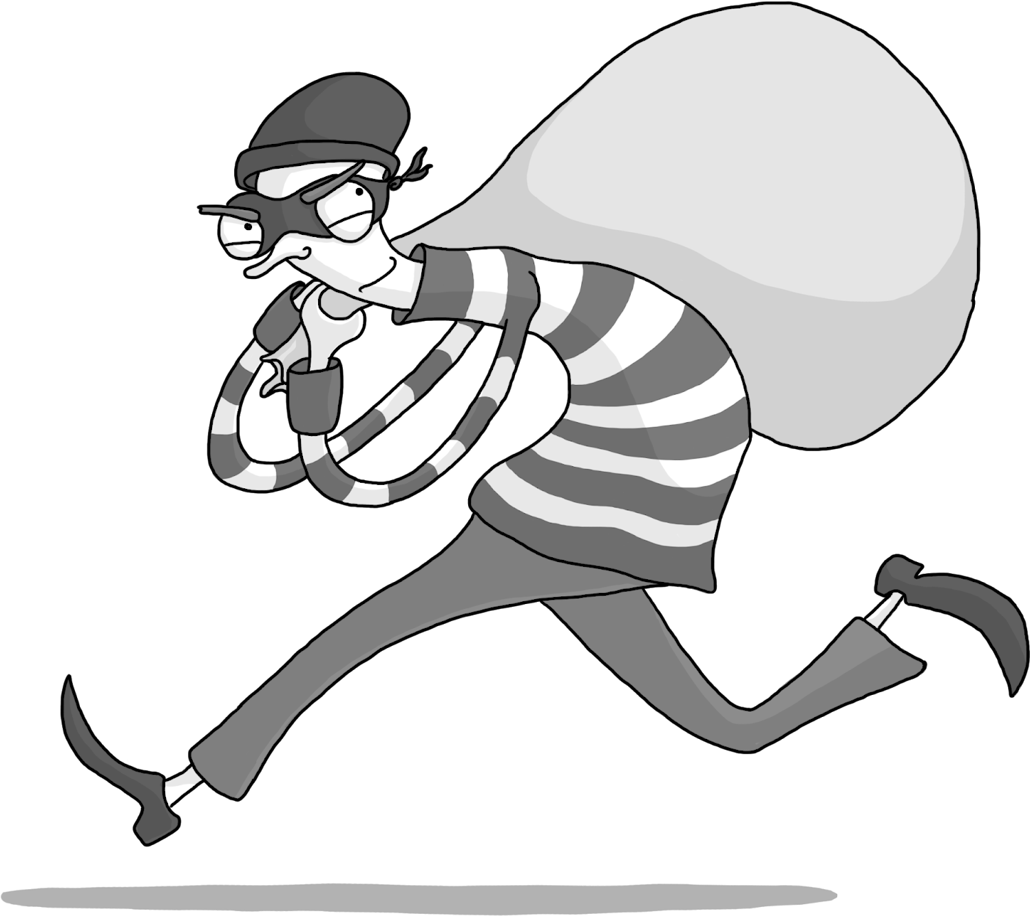 Cartoon Thief Sneaking With Loot.png PNG Image