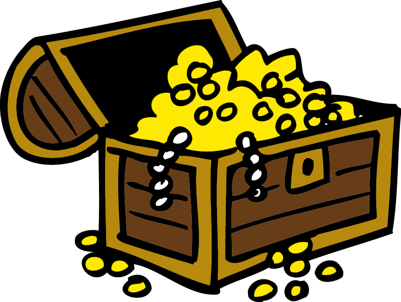 Cartoon Treasure Chest Fullof Gold Coins PNG Image