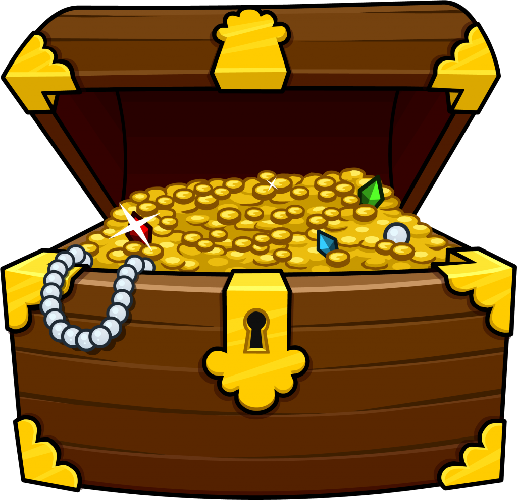 Cartoon Treasure Chest Fullof Goldand Jewels.png PNG Image