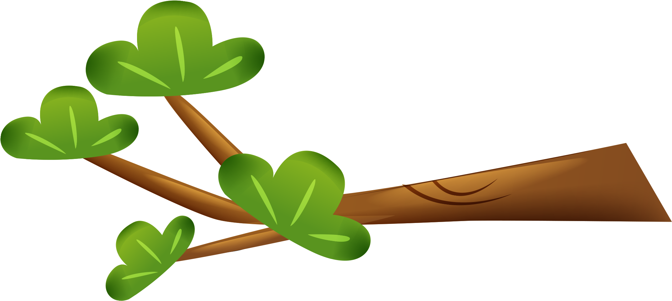 Cartoon Tree Branch Green Leaves PNG Image