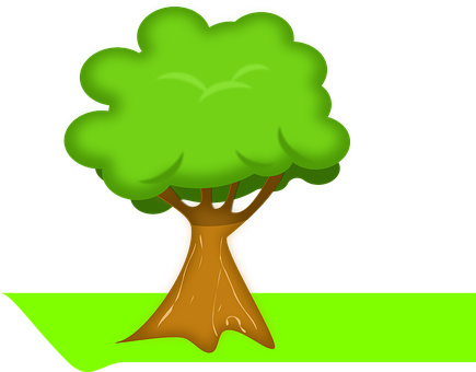 Cartoon_ Tree_on_ Black_ Background PNG Image