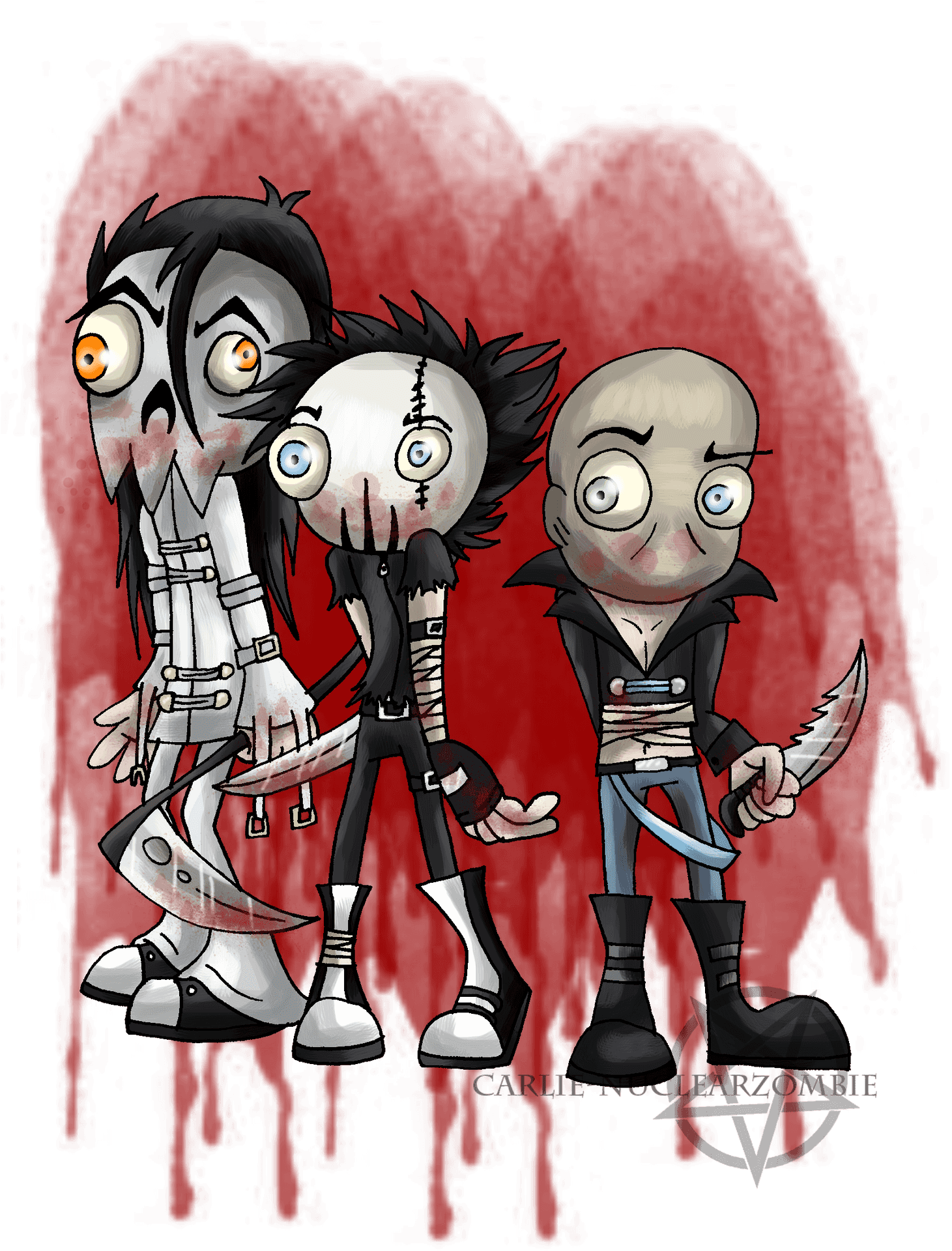 Cartoon Trioof Horror Characters PNG Image