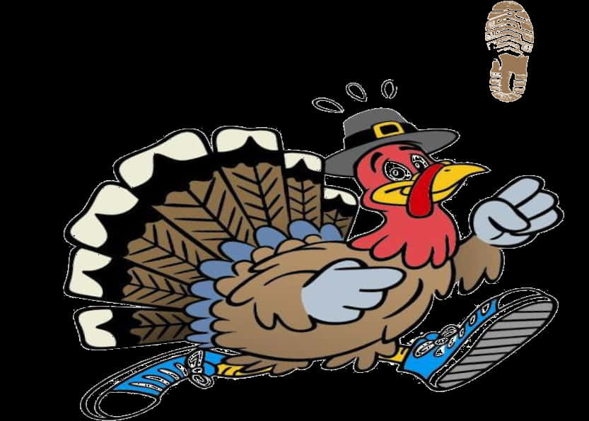 Cartoon Turkey Escaping Thanksgiving PNG Image