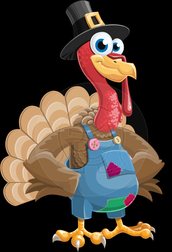 Cartoon Turkey Wearing Hat PNG Image